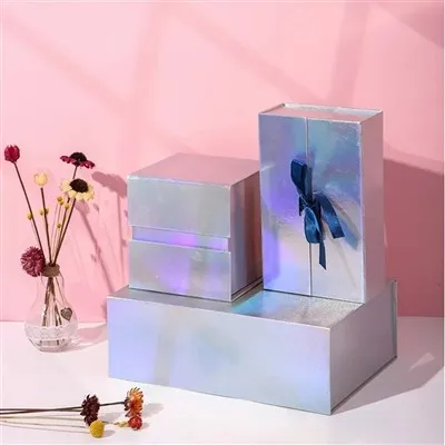 Caixas Dobráveis ​​Laser Prata Com Fita